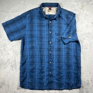 The‎ North Face Mens XL Blue Plaid Short Sleeve Button Down Hiking Shirt Pocket